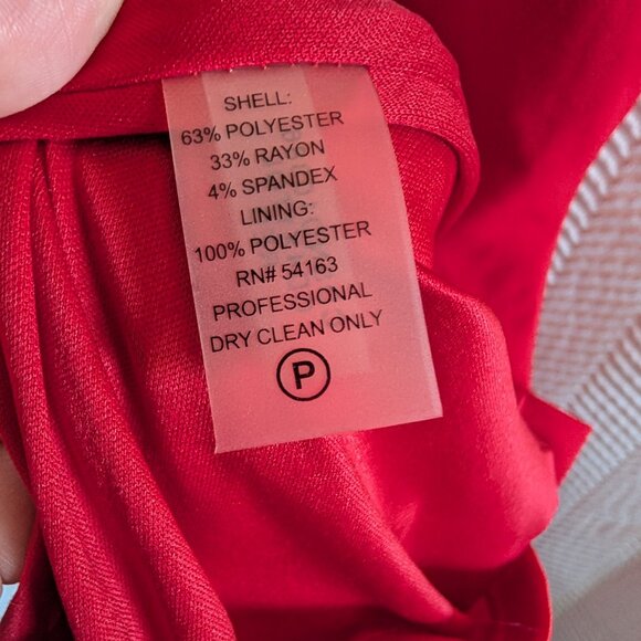 Calvin Klein Red Sleeveless Ruched Midi Sheath Dress Size 12 office Cocktail - Picture 7 of 7